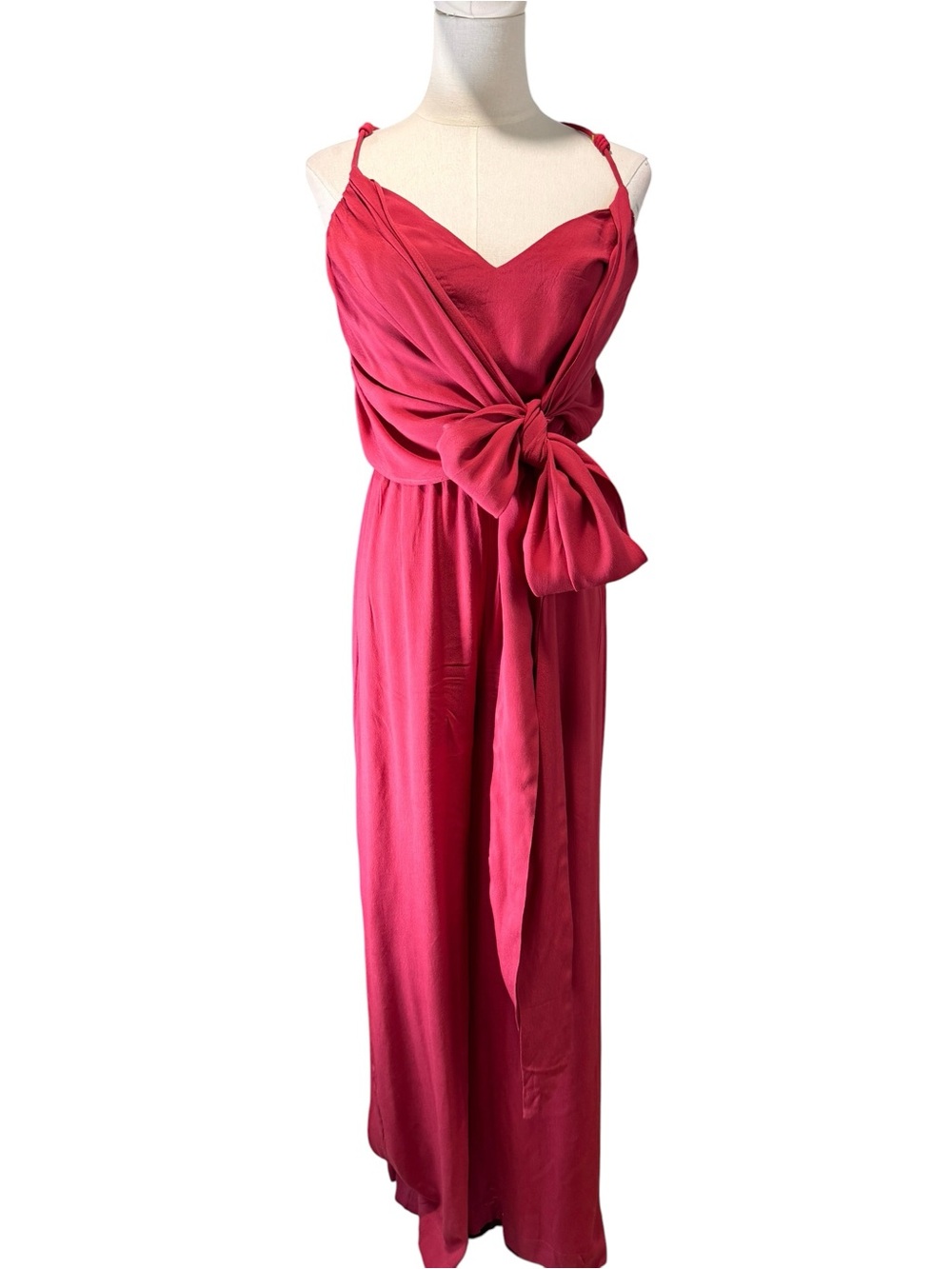 NWT ViX Paula Hermanny Burgundy Red Tie Front Wide Leg Jumpsuit SZ:4